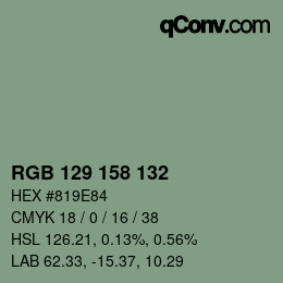 Color code: RGB 129 158 132 | qconv.com