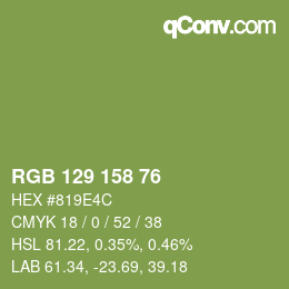 Color code: RGB 129 158 76 | qconv.com