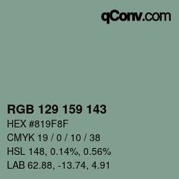 Color code: RGB 129 159 143 | qconv.com