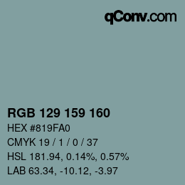 Código de color: RGB 129 159 160 | qconv.com