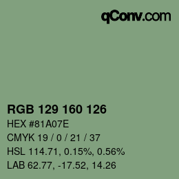 颜色代码: RGB 129 160 126 | qconv.com