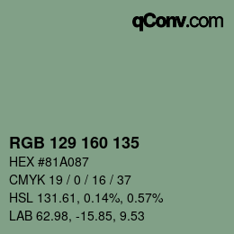 Color code: RGB 129 160 135 | qconv.com