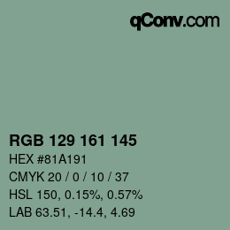 Color code: RGB 129 161 145 | qconv.com