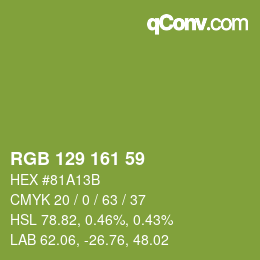 Color code: RGB 129 161 59 | qconv.com