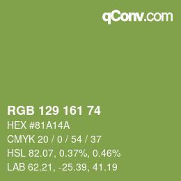 Código de color: RGB 129 161 74 | qconv.com