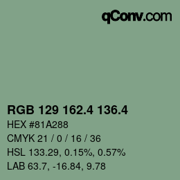 カラーコード: RGB 129 162.4 136.4 | qconv.com