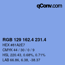 カラーコード: RGB 129 162.4 231.4 | qconv.com