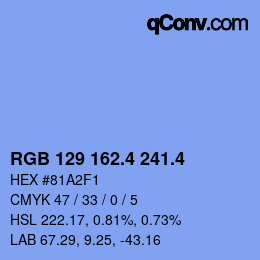 カラーコード: RGB 129 162.4 241.4 | qconv.com