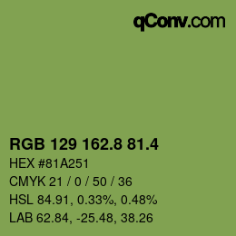 カラーコード: RGB 129 162.8 81.4 | qconv.com