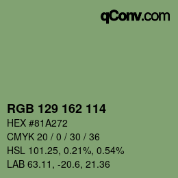 Color code: RGB 129 162 114 | qconv.com