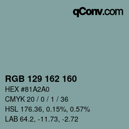 颜色代码: RGB 129 162 160 | qconv.com