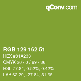 Color code: RGB 129 162 51 | qconv.com