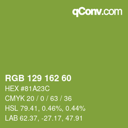 カラーコード: RGB 129 162 60 | qconv.com