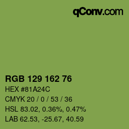 Color code: RGB 129 162 76 | qconv.com