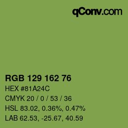 Color code: RGB 129 162 76 | qconv.com