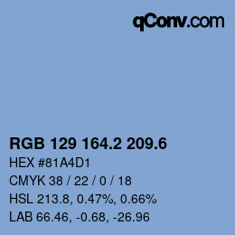 カラーコード: RGB 129 164.2 209.6 | qconv.com