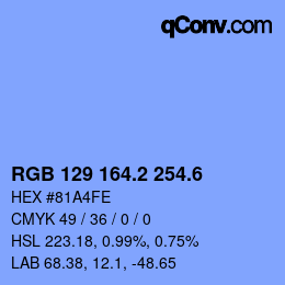 カラーコード: RGB 129 164.2 254.6 | qconv.com