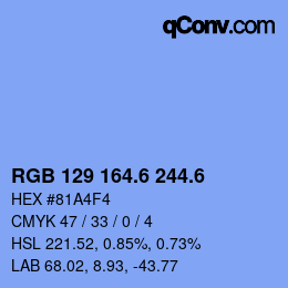 カラーコード: RGB 129 164.6 244.6 | qconv.com