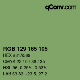 Color code: RGB 129 165 105 | qconv.com