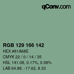 Color code: RGB 129 166 142 | qconv.com