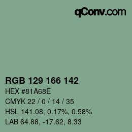 Color code: RGB 129 166 142 | qconv.com