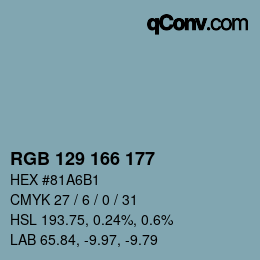 颜色代码: RGB 129 166 177 | qconv.com