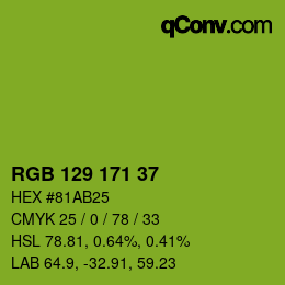 Color code: RGB 129 171 37 | qconv.com