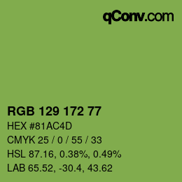 Color code: RGB 129 172 77 | qconv.com