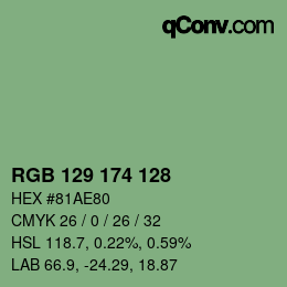 颜色代码: RGB 129 174 128 | qconv.com