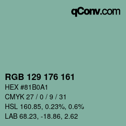 カラーコード: RGB 129 176 161 | qconv.com