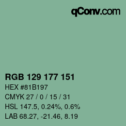 颜色代码: RGB 129 177 151 | qconv.com