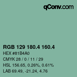 カラーコード: RGB 129 180.4 160.4 | qconv.com