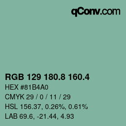 カラーコード: RGB 129 180.8 160.4 | qconv.com
