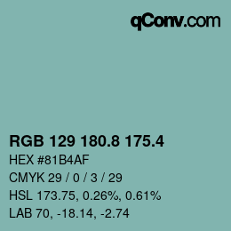 カラーコード: RGB 129 180.8 175.4 | qconv.com