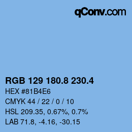 カラーコード: RGB 129 180.8 230.4 | qconv.com