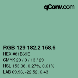 カラーコード: RGB 129 182.2 158.6 | qconv.com