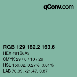 カラーコード: RGB 129 182.2 163.6 | qconv.com