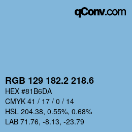 カラーコード: RGB 129 182.2 218.6 | qconv.com