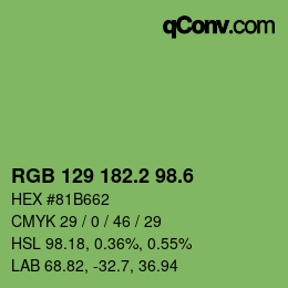カラーコード: RGB 129 182.2 98.6 | qconv.com