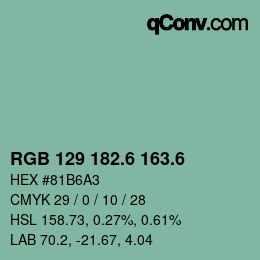 カラーコード: RGB 129 182.6 163.6 | qconv.com