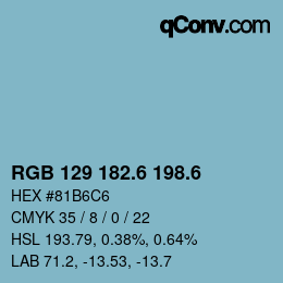 カラーコード: RGB 129 182.6 198.6 | qconv.com