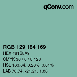 カラーコード: RGB 129 184 169 | qconv.com