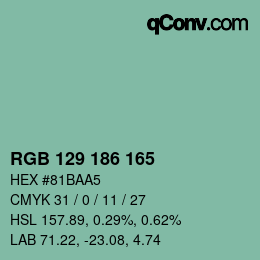 カラーコード: RGB 129 186 165 | qconv.com