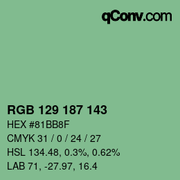 Color code: RGB 129 187 143 | qconv.com