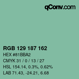 Color code: RGB 129 187 162 | qconv.com