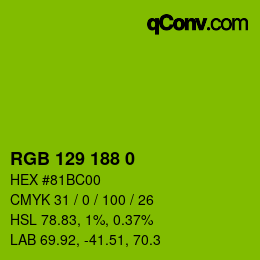 Color code: RGB 129 188 0 | qconv.com