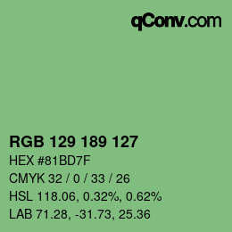 カラーコード: RGB 129 189 127 | qconv.com