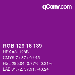 Color code: RGB 129 18 139 | qconv.com