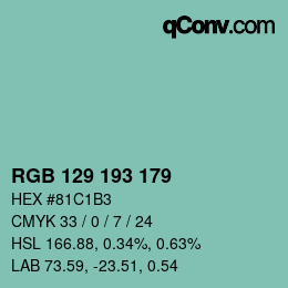 Farbcode: RGB 129 193 179 | qconv.com