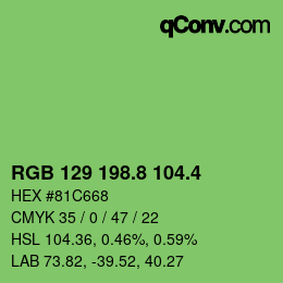カラーコード: RGB 129 198.8 104.4 | qconv.com
